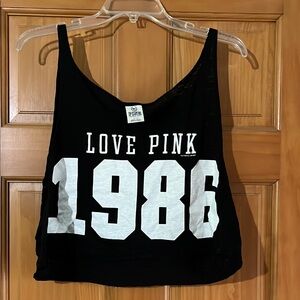 PINK Victoria's Secret Black Sleeveless Crop Tank Top